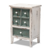 Baxton Studio Angeline Antique White and Teal Finished Wood 5-Drawer Chest 152-9187